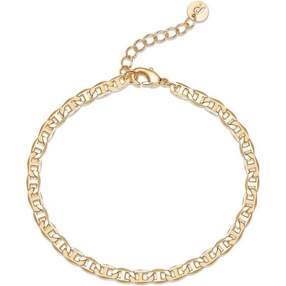 14K Gold Plated Cuban Chain Adjustable Bracelet for Women Womens Gift - Picture 1 of 5